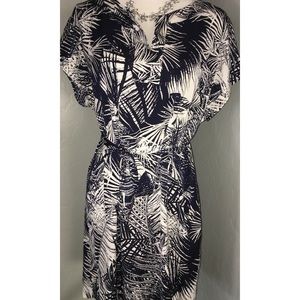 Medium length white and blue dress